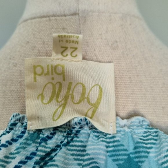 Boho Bird Birdsnest White & Green Plaid Maxi Dress with Belt Plus Size 22 - Picture 7 of 8